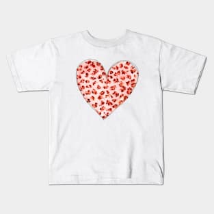 Pink leopard pattern heart Kids T-Shirt